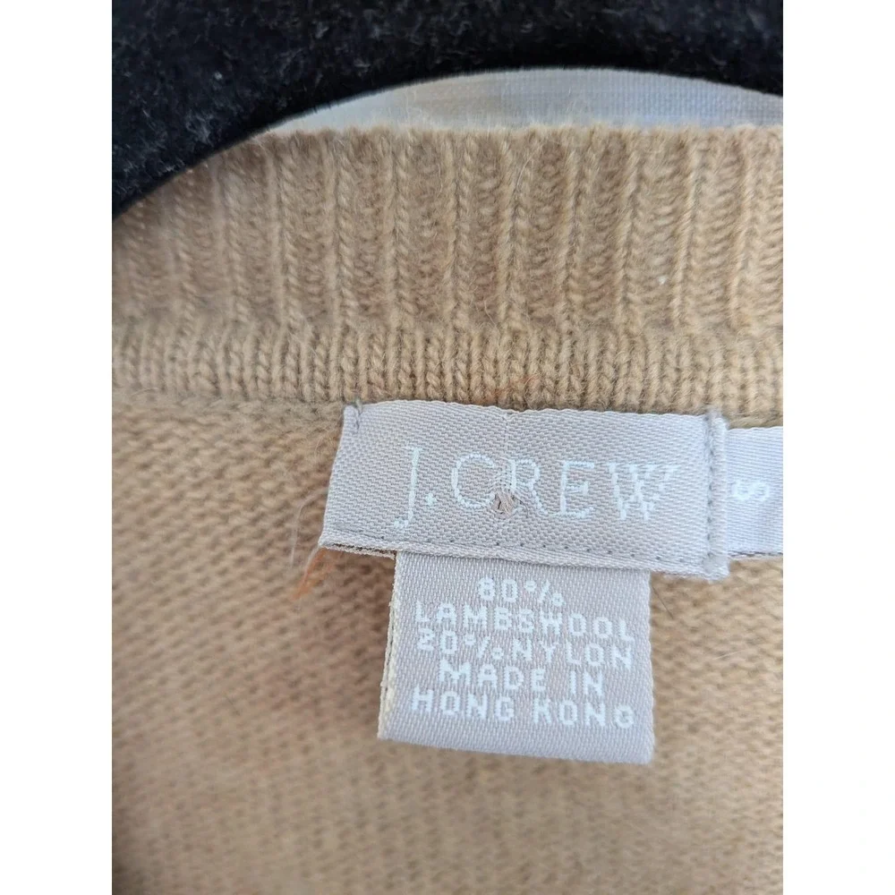 J. Crew Lambswool Blend Cardigan Camel Brown Button‎ Front Pockets Size S